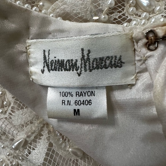 Vintage Neiman Marcus beaded sequin lace cream dress SZM - Picture 13 of 14